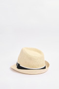 Sombrero Panamá crema claro con cinta en contraste