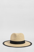 Sombrero kaki claro fedora con contrastes negros