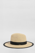 Sombrero kaki claro fedora con contrastes negros