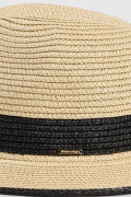 Sombrero kaki claro fedora con contrastes negros