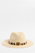 Sombrero crema claro fedora con piedras decorativas