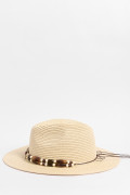 Sombrero crema claro fedora con piedras decorativas