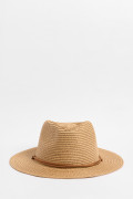 Sombrero fedora café claro con cinto decorativo