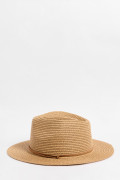Sombrero fedora café claro con cinto decorativo