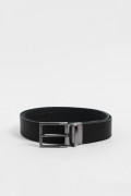Cinturón reversible negro con puntera recta