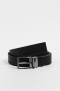 Cinturón reversible negro con puntera recta