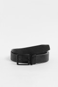 Cinturón negro con hebilla metálica reversible y texturas