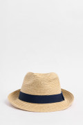 Sombrero Panamá kaki medio con cinta azul decorativa