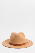 Sombrero café claro fedora con cinto decorativo