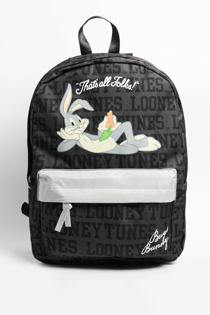 Maleta negra con diseño de Bugs Bunny y cremalleras