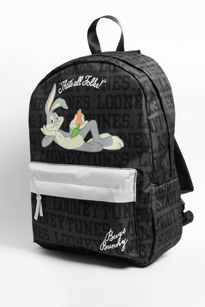 Maleta negra con diseño de Bugs Bunny y cremalleras