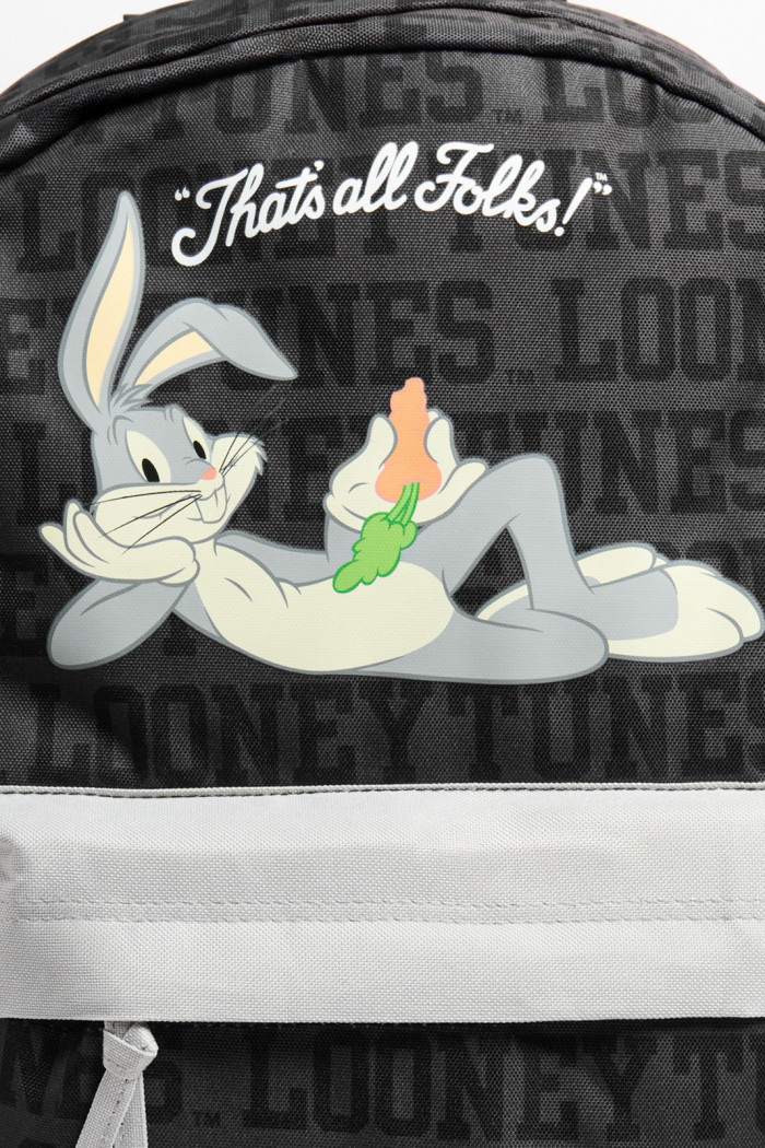 Maleta negra con diseño de Bugs Bunny y cremalleras