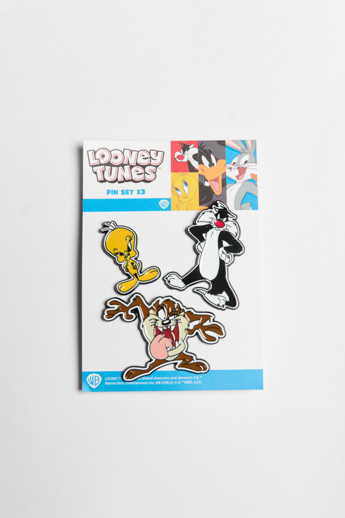 Set de pines X3 unicolores con diseño de Looney Tunes