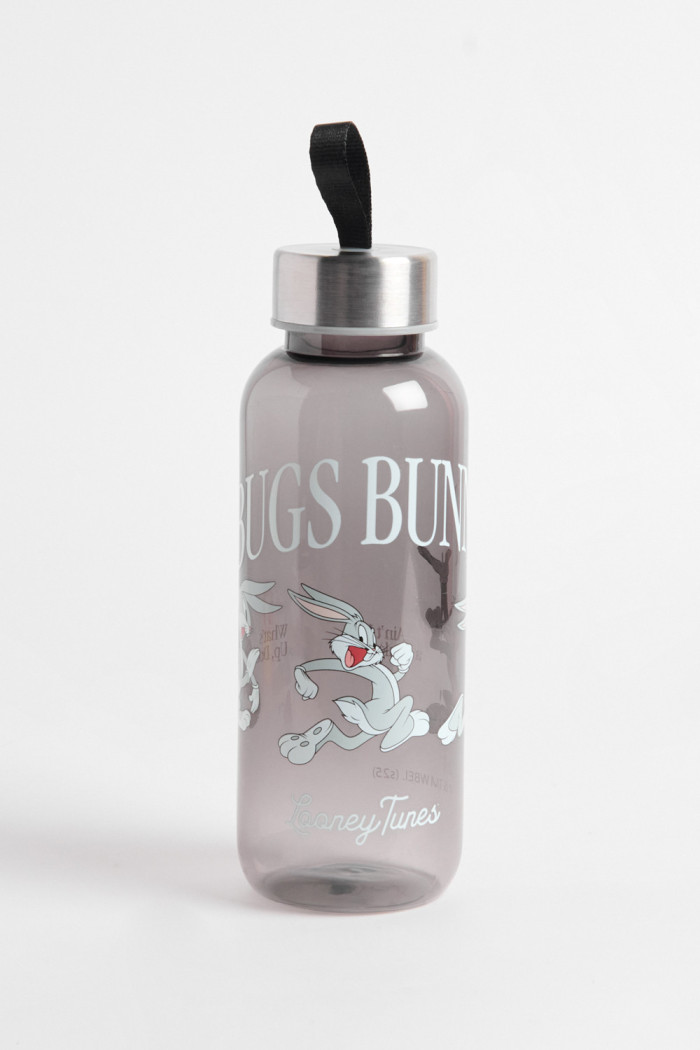 Botella unicolor con tapa y diseño de Looney Tunes