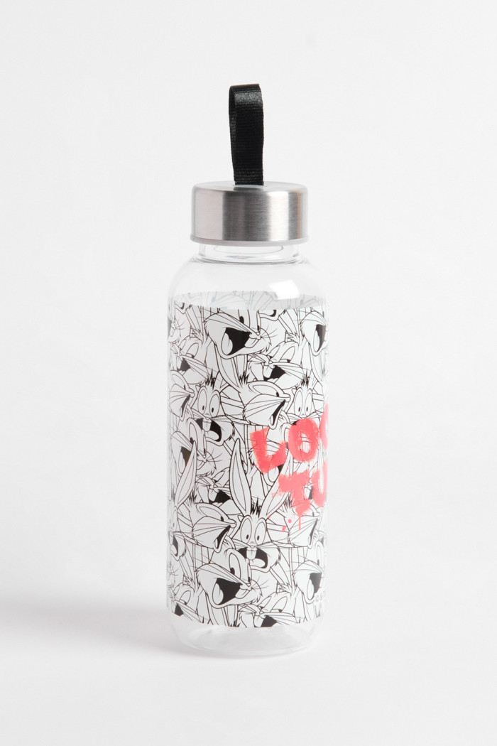 Botella unicolor con tapa y diseño de Looney Tunes