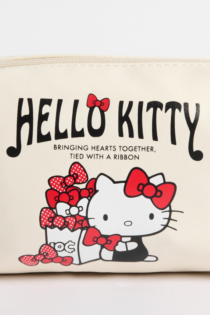 Cosmetiquera unicolor de Hello Kitty con cremallera