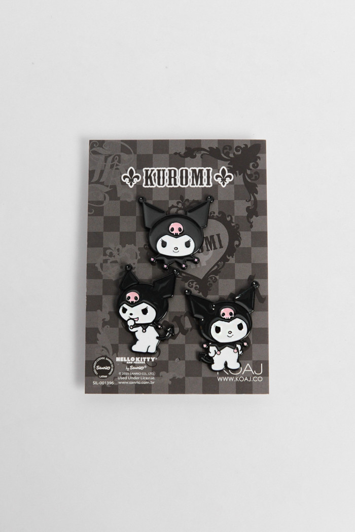 Set de pines unicolores X3 con diseños de Kuromi