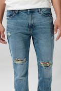 Jean tiro bajo skinny azul ajustado con rotos delanteros