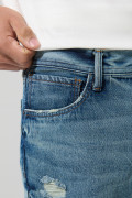 Jean tiro bajo skinny azul ajustado con rotos delanteros