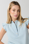 Blusa manga sisa unicolor con golas y cuello nerú
