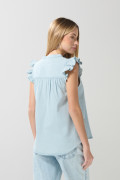 Blusa manga sisa unicolor con golas y cuello nerú