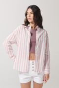 Blusa a rayas unicolor con manga larga oversize
