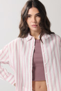 Blusa a rayas unicolor con manga larga oversize
