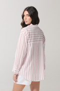 Blusa a rayas unicolor con manga larga oversize
