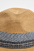 Sombrero Panamá café claro con cinta en contraste