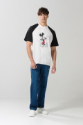 Camiseta oversize de Mickey crema manga ranglan