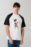 Camiseta oversize de Mickey crema manga ranglan