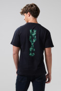 Camiseta azul intensa manga corta con arte college posterior