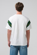 Camiseta cuello redondo oversize crema con arte college