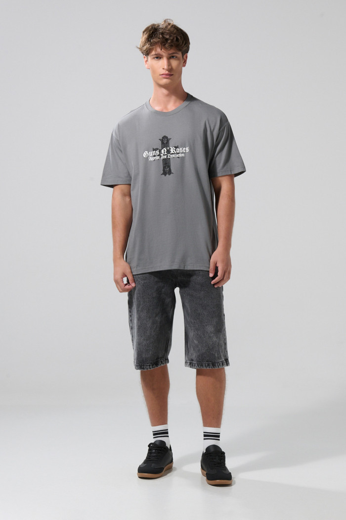 Camiseta gris medio oversize manga corta de Guns N’ Roses