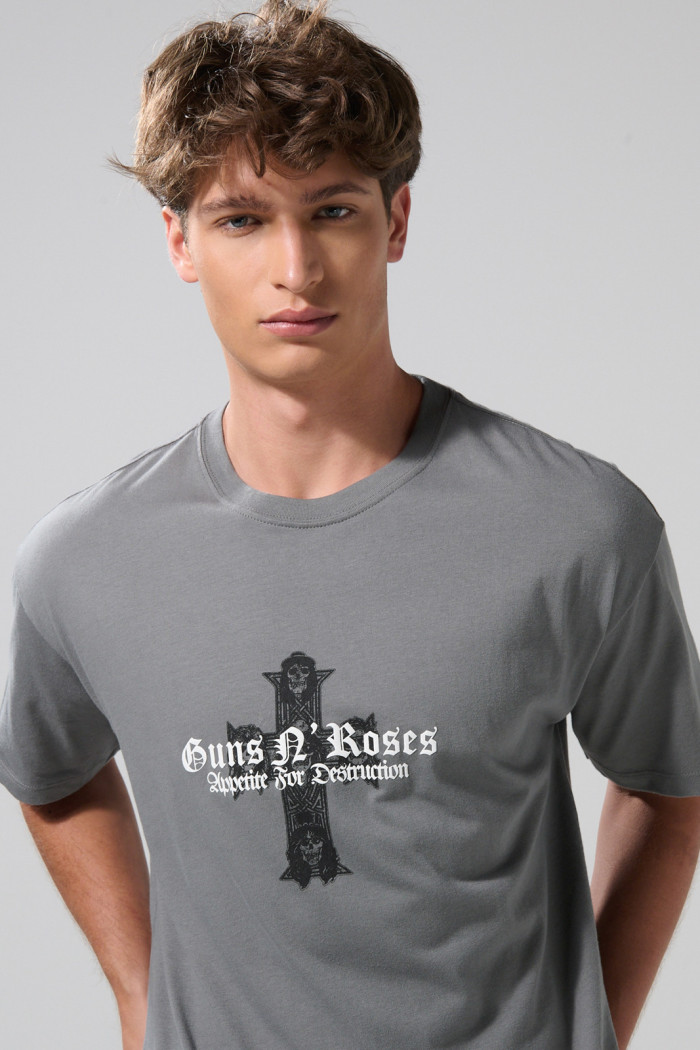 Camiseta gris medio oversize manga corta de Guns N’ Roses