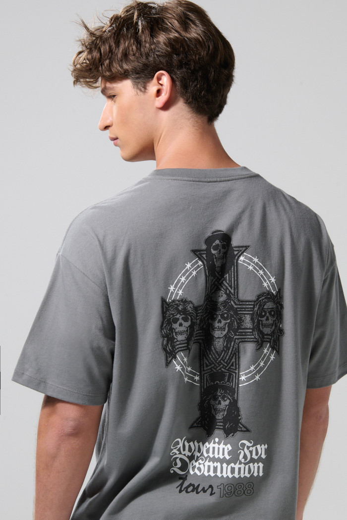 Camiseta gris medio oversize manga corta de Guns N’ Roses