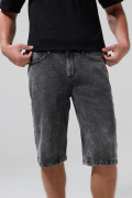 Bermuda gris oscura de jean slim con tiro bajo