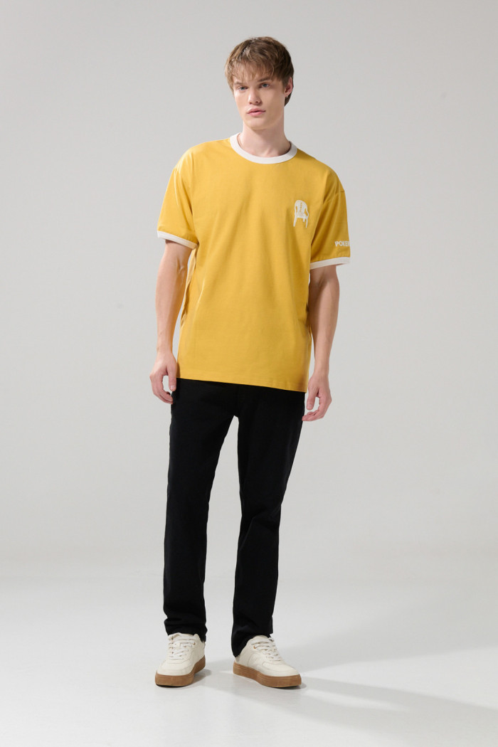 Camiseta amarilla de Cerveza Poker con contrastes oversize