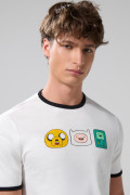 Camiseta manga corta crema de Hora de Aventura con contrastes

