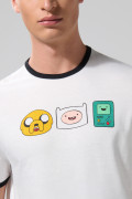 Camiseta manga corta crema de Hora de Aventura con contrastes
