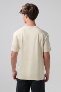 Camiseta kaki cuello redondo con arte college delantero