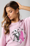 Camiseta de Nightmare Before Christmas rosada crop oversize