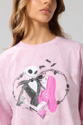 Camiseta de Nightmare Before Christmas rosada crop oversize