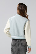 Chaqueta bomber verde college con mangas en contraste