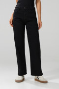 Jean straight leg bota recta negro con tiro alto