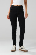 Jean negro push up con tiro alto, bolsillos y realce
