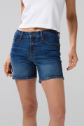 Short de jean azul oscuro tiro medio con 5 bolsillos