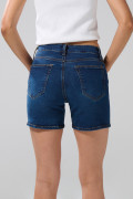Short de jean azul oscuro tiro medio con 5 bolsillos
