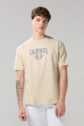 Camiseta college kaki con manga corta y cuello redondo