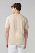 Camiseta college kaki con manga corta y cuello redondo